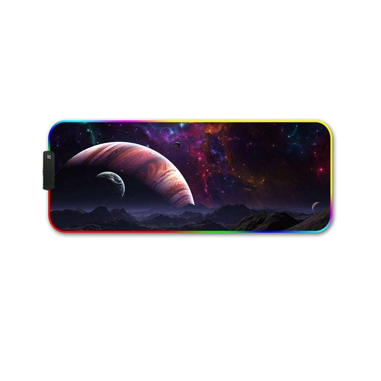 300x800x3mm F-01 Rubber Thermal Transfer RGB Luminous Non-Slip Mouse Pad(Vast Starry Sky)