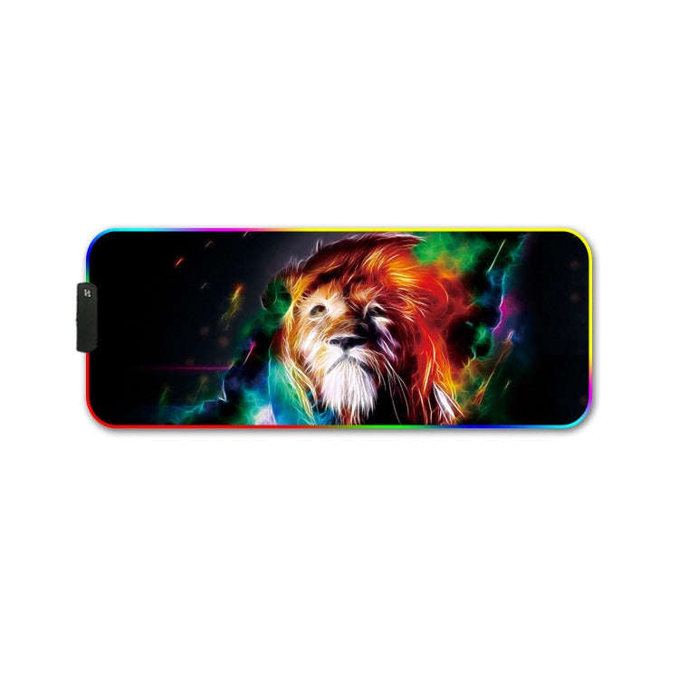 300x800x3mm F-01 Rubber Thermal Transfer RGB Luminous Non-Slip Mouse Pad(Colorful Lion)