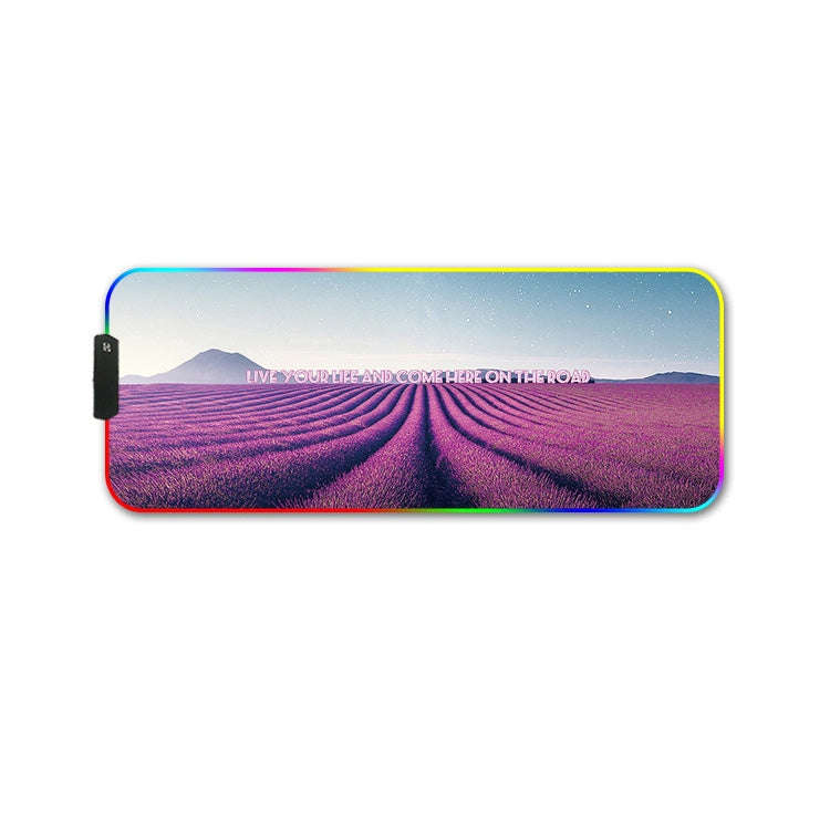 350x900x3mm F-01 Rubber Thermal Transfer RGB Luminous Non-Slip Mouse Pad(Lavender)