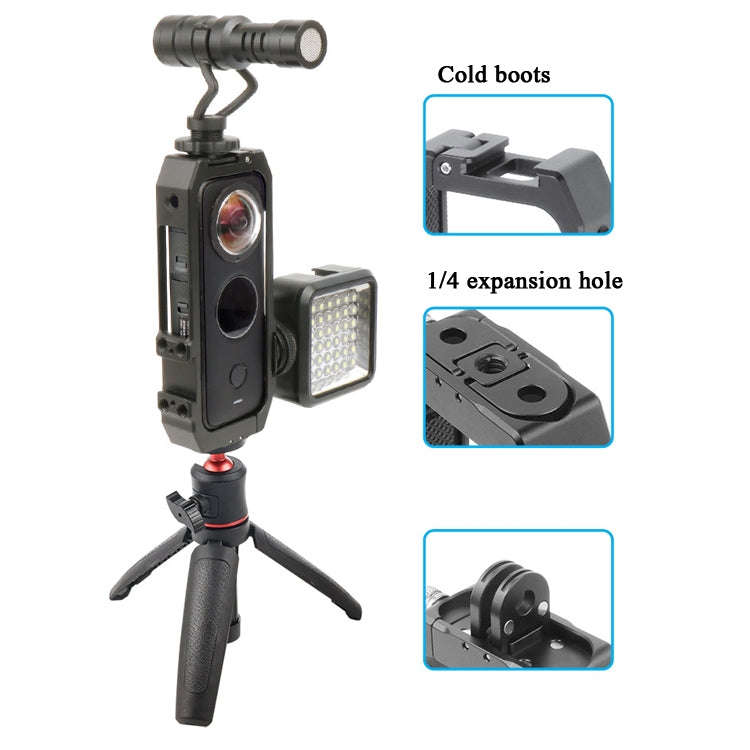 KF42730 For Insta360 One X-2 Metal Camera Vertical Cage Protection Frame with Cold Shoe