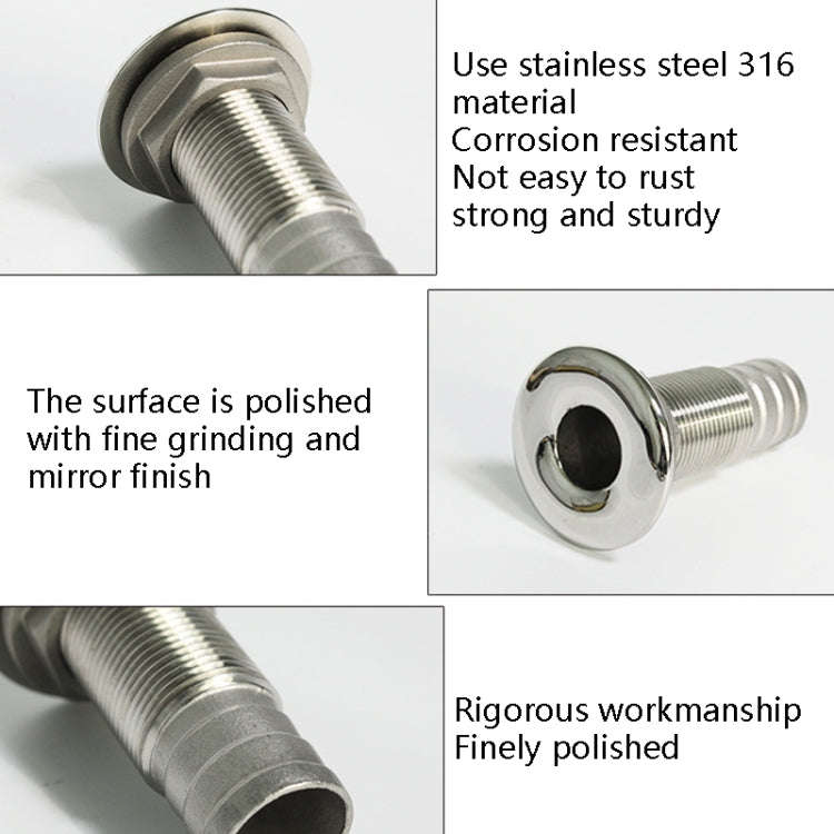316 Stainless Steel Drain Pipe Tube Marine Drain Joint Fitting For Boat Yacht, Specification: 1/2...