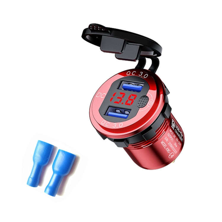 Aluminum Alloy Double QC3.0 Fast Charge With Button Switch Car USB Charger Waterproof Car Charger...