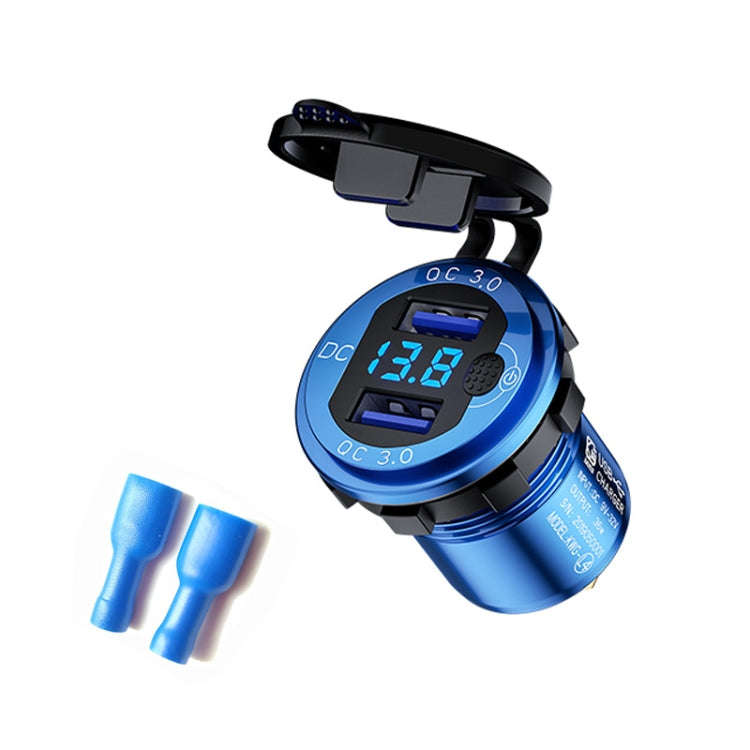 Aluminum Alloy Double QC3.0 Fast Charge With Button Switch Car USB Charger Waterproof Car Charger...