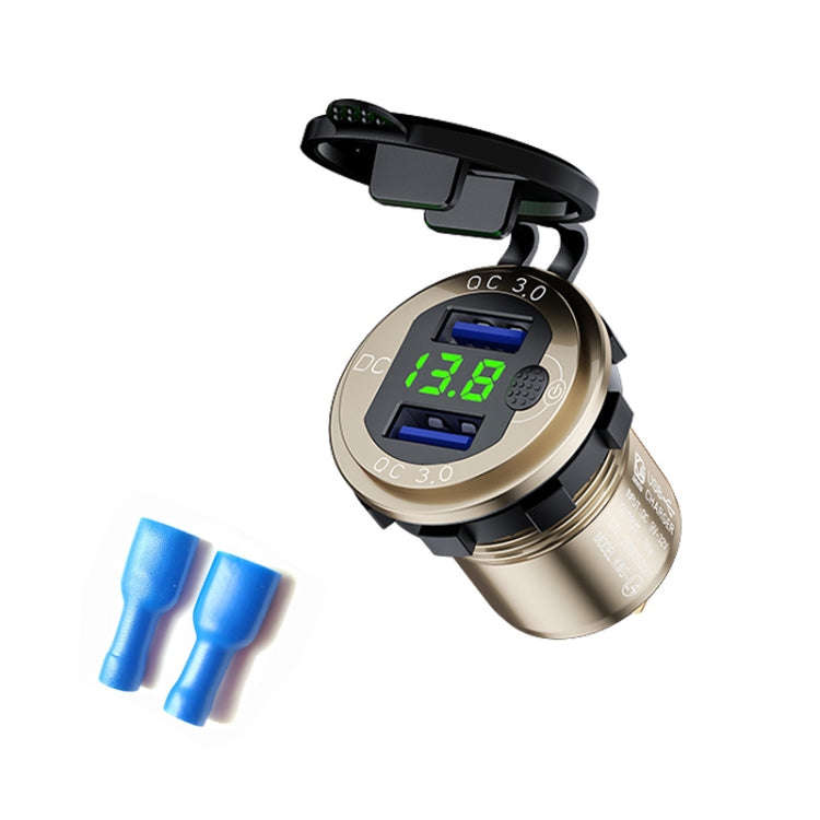 Aluminum Alloy Double QC3.0 Fast Charge With Button Switch Car USB Charger Waterproof Car Charger...