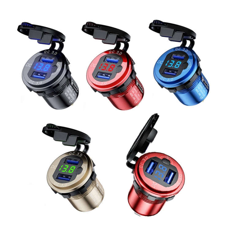 Aluminum Alloy Double QC3.0 Fast Charge With Button Switch Car USB Charger Waterproof Car Charger...