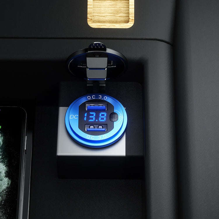Aluminum Alloy Double QC3.0 Fast Charge With Button Switch Car USB Charger Waterproof Car Charger...