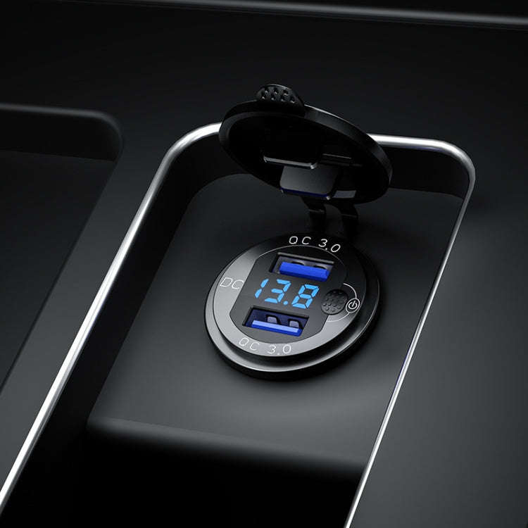 Aluminum Alloy Double QC3.0 Fast Charge With Button Switch Car USB Charger Waterproof Car Charger...