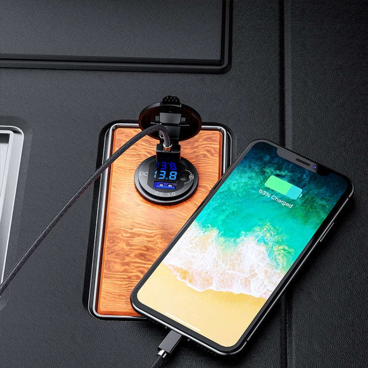 Aluminum Alloy Double QC3.0 Fast Charge With Button Switch Car USB Charger Waterproof Car Charger...