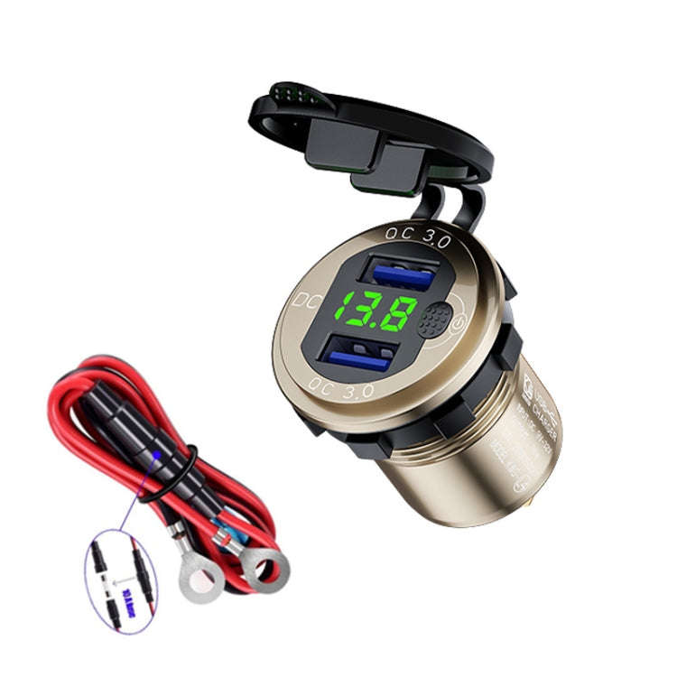 Aluminum Alloy Double QC3.0 Fast Charge With Button Switch Car USB Charger Waterproof Car Charger...