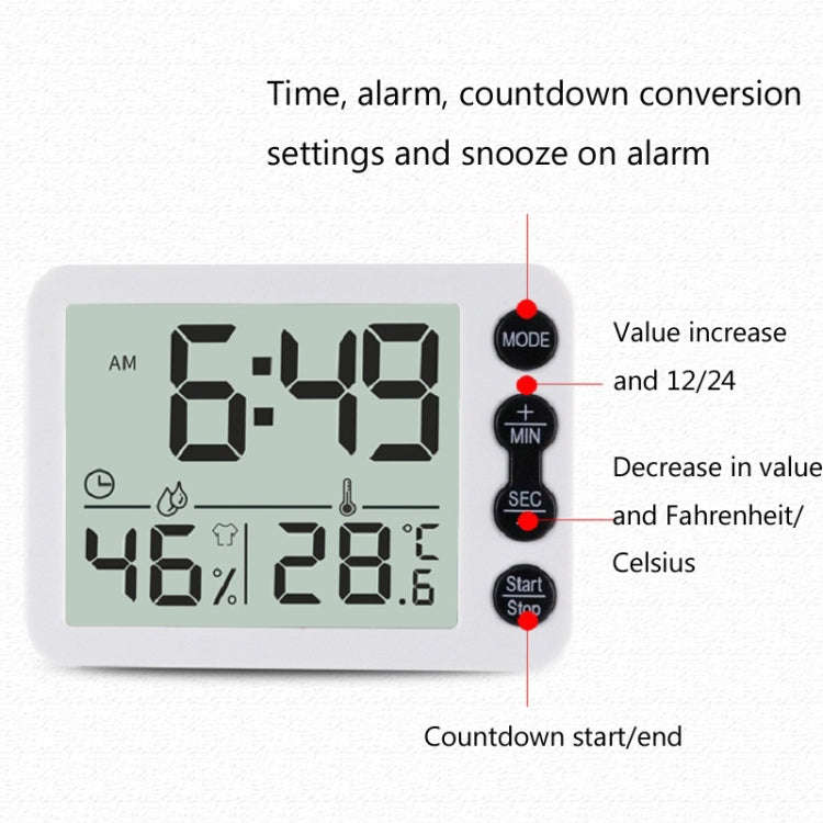 Multifunctional Indoor Thermometer And Hygrometer Large Screen Alarm Clock Kitchen Electronic Cou...