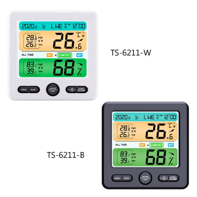 Indoor Color Digital Display Thermometer & Hygrometer Household Large-Screen Electronic Clock(TS-...