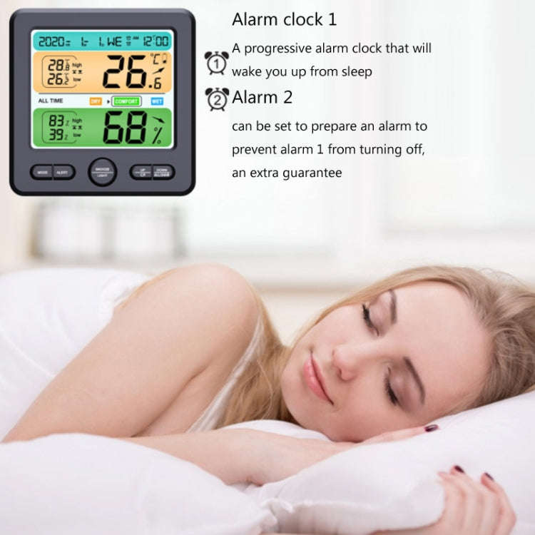 Indoor Color Digital Display Thermometer & Hygrometer Household Large-Screen Electronic Clock(TS-...