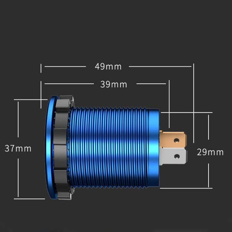 Car Motorcycle Modified USB Charger QC3.0 Metal Waterproof Fast Charge(Red Shell Red Light)