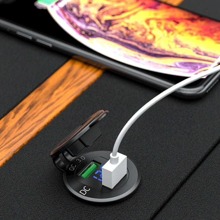 Car Motorcycle Modified USB Charger QC3.0 Metal Waterproof Fast Charge(Red Shell Red Light)