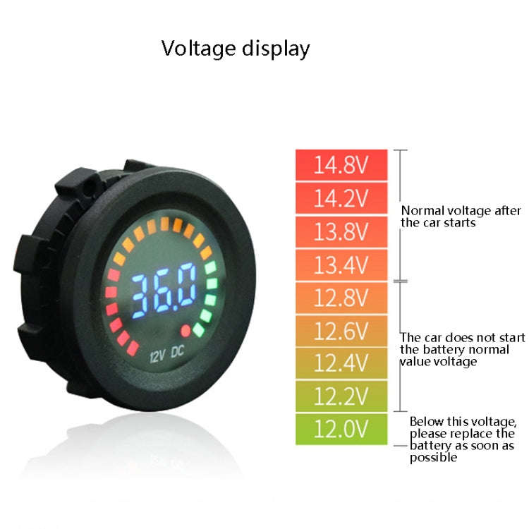 Car Motorcycle Ship Modified Digital DC LED Colorful Screen Voltage Meter, Specification: KWG-D5
