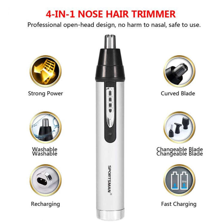 SPORTSMAN SM-418 Electric Mini Shaving Eyebrows Hair Nose Hair Trimmer USB(White)