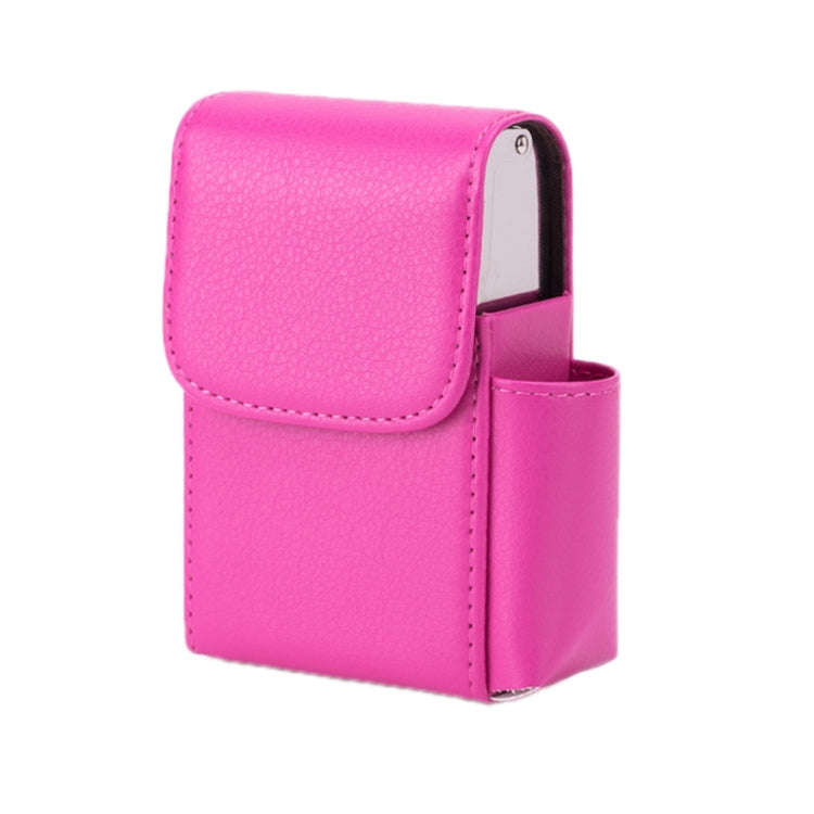 Cigarette Box Fashion Business Card Case(Lychee Pattern Rose Red)