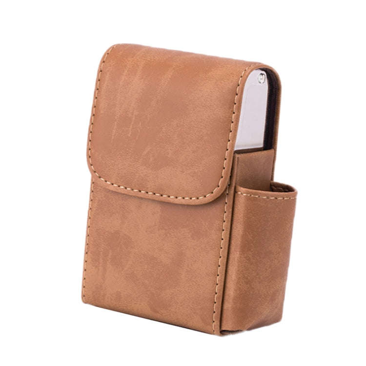 Cigarette Box Fashion Business Card Case(Crazy Horse Plain Apricot)