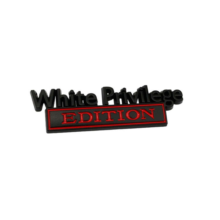 2 PCS Car Metal Leaf Board Car Logo White Privilege Edition Modified Car Body Sticker Sign(Black ...