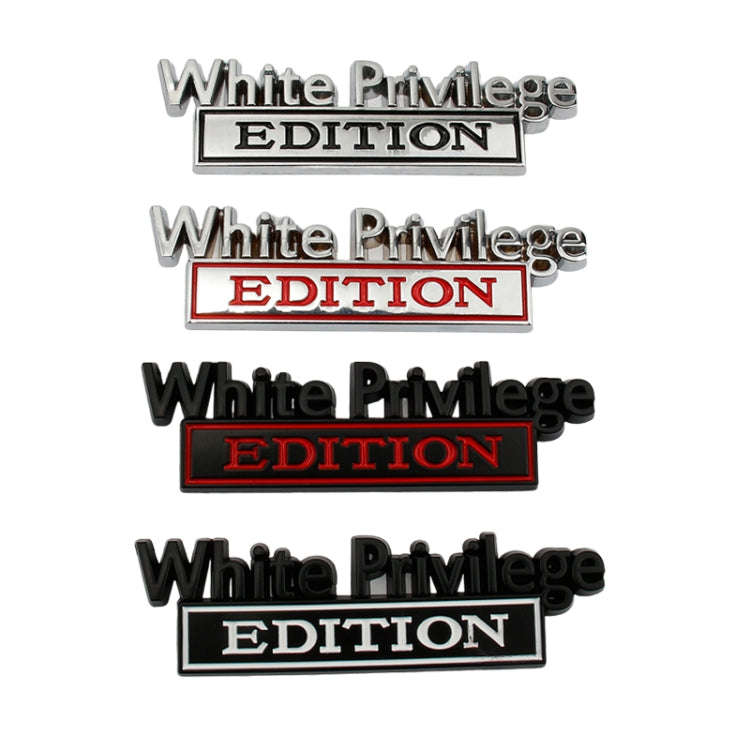 2 PCS Car Metal Leaf Board Car Logo White Privilege Edition Modified Car Body Sticker Sign(Black ...