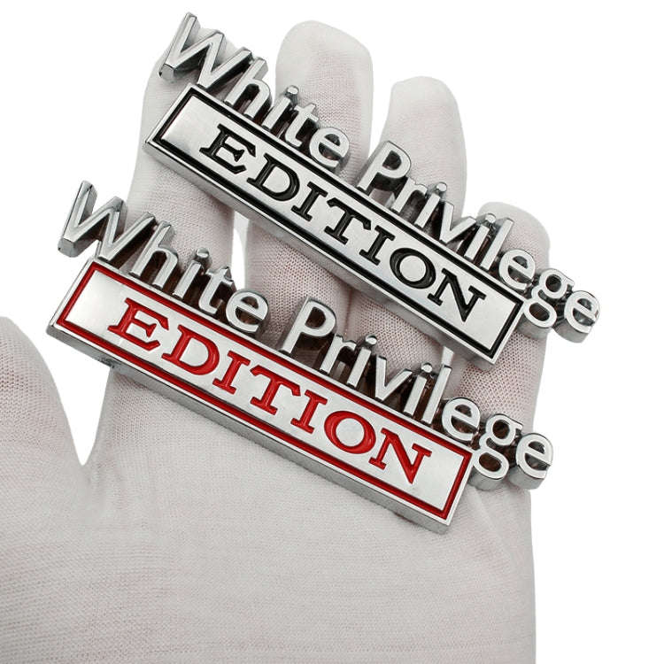 2 PCS Car Metal Leaf Board Car Logo White Privilege Edition Modified Car Body Sticker Sign(Silver...