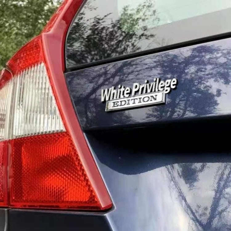 2 PCS Car Metal Leaf Board Car Logo White Privilege Edition Modified Car Body Sticker Sign(Silver...