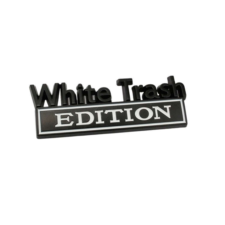 2 PCS Car Metal Modification Standard White Trash Edition Car Label Stickers(Black White)