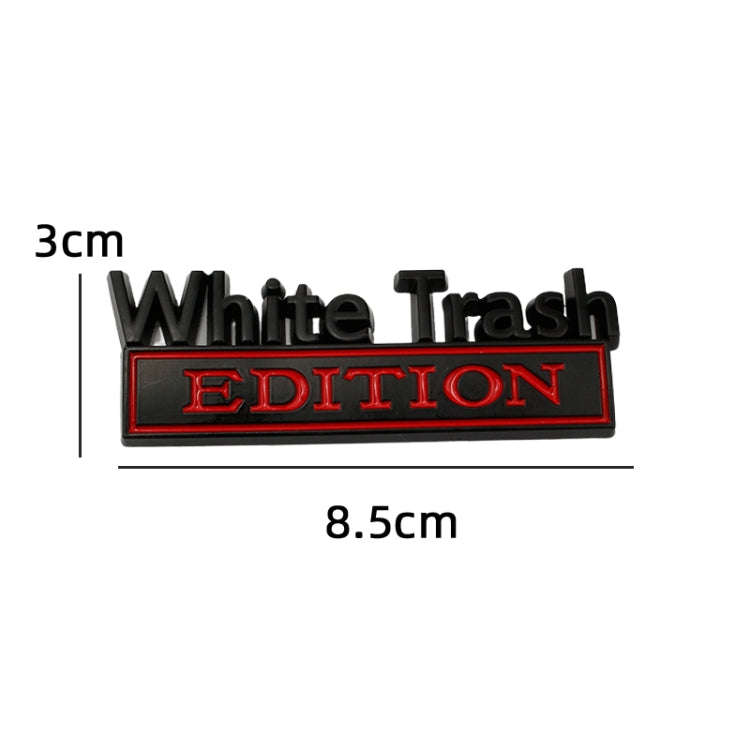 2 PCS Car Metal Modification Standard White Trash Edition Car Label Stickers(Black White)