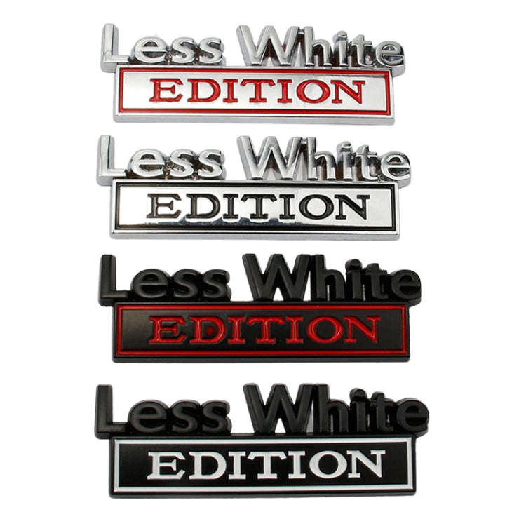 2 PCS Car Metal Leaf Board Label Less White Edition Modified Body Labeling(Silver Black)