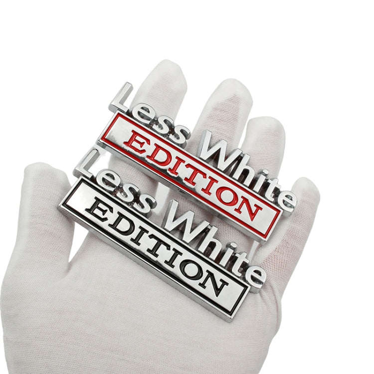 2 PCS Car Metal Leaf Board Label Less White Edition Modified Body Labeling(Silver Black)