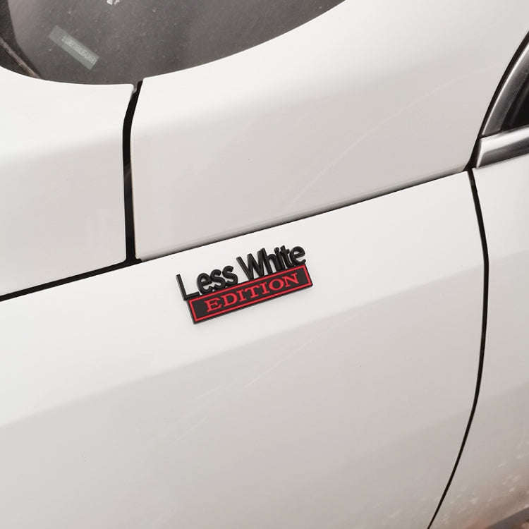 2 PCS Car Metal Leaf Board Label Less White Edition Modified Body Labeling(Silver Black)