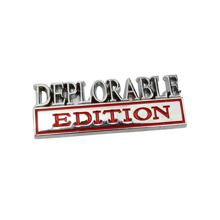 2 PCS Car Modified Metal Car Standard DEPLORABLE Edition Car Stickers(Silver Red)