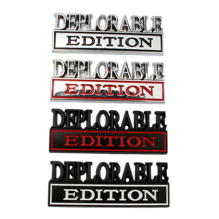 2 PCS Car Modified Metal Car Standard DEPLORABLE Edition Car Stickers(Black Red)