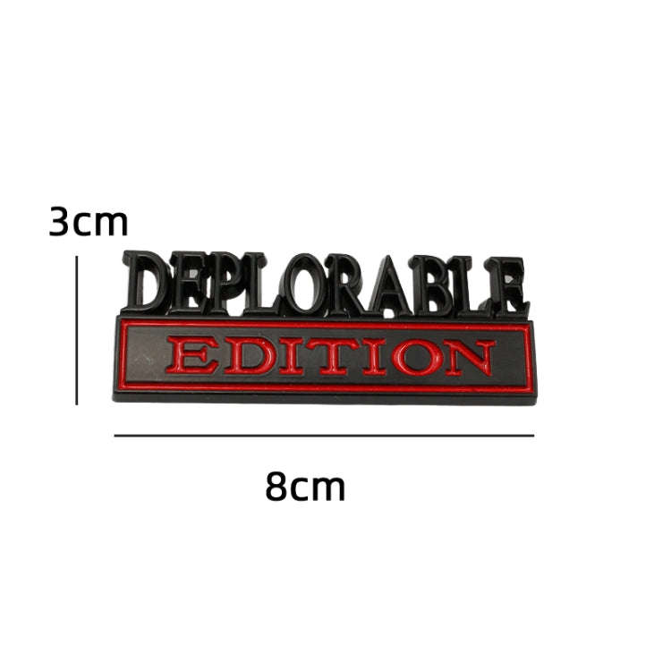 2 PCS Car Modified Metal Car Standard DEPLORABLE Edition Car Stickers(Silver Red)