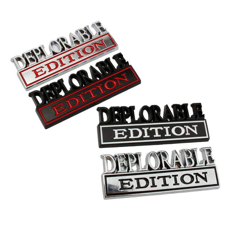 2 PCS Car Modified Metal Car Standard DEPLORABLE Edition Car Stickers(Silver Red)