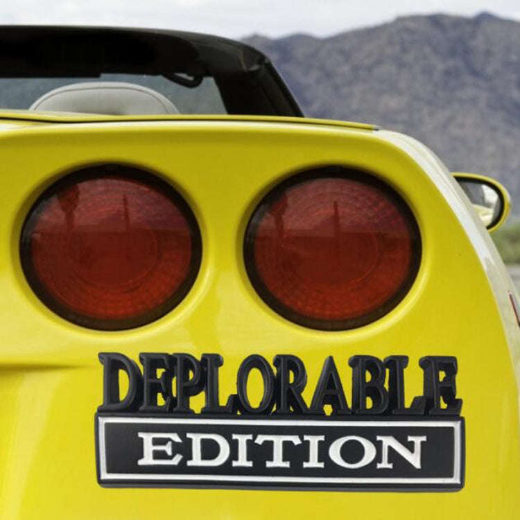 2 PCS Car Modified Metal Car Standard DEPLORABLE Edition Car Stickers(Silver Red)