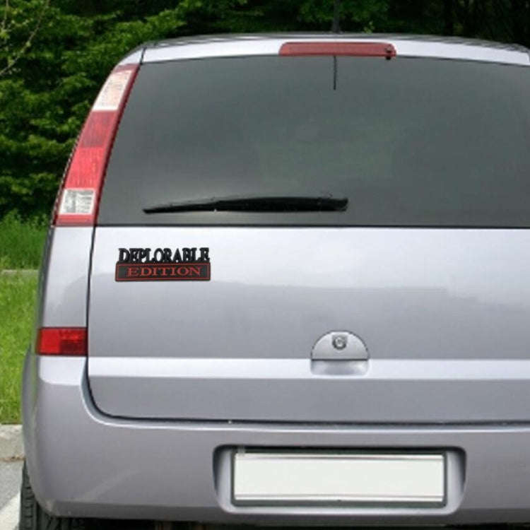 2 PCS Car Modified Metal Car Standard DEPLORABLE Edition Car Stickers(Silver Red)