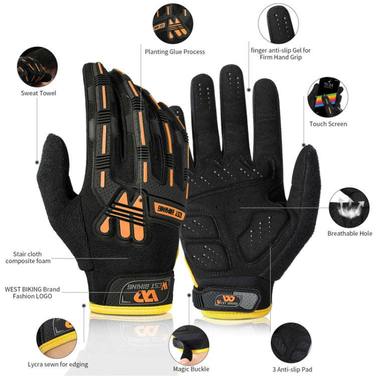 WEST BIKING YP0211208 Riding Gloves Motorcycle Bike Long Finger Non-Slip Touch Screen Gloves, Siz...