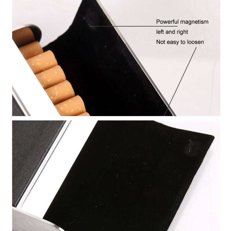 Men Metal Fiber Leather Magnetic Buckle Cigarette Case(Coffee)