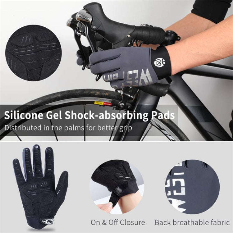 WEST BIKING YP0211214 Long Finger Shock Absorption Non-Slip Touch Screen Gloves Cycling Sports Gl...
