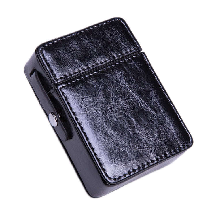 Men PU Leathe Retro Lighter Cigarette Box(Black)