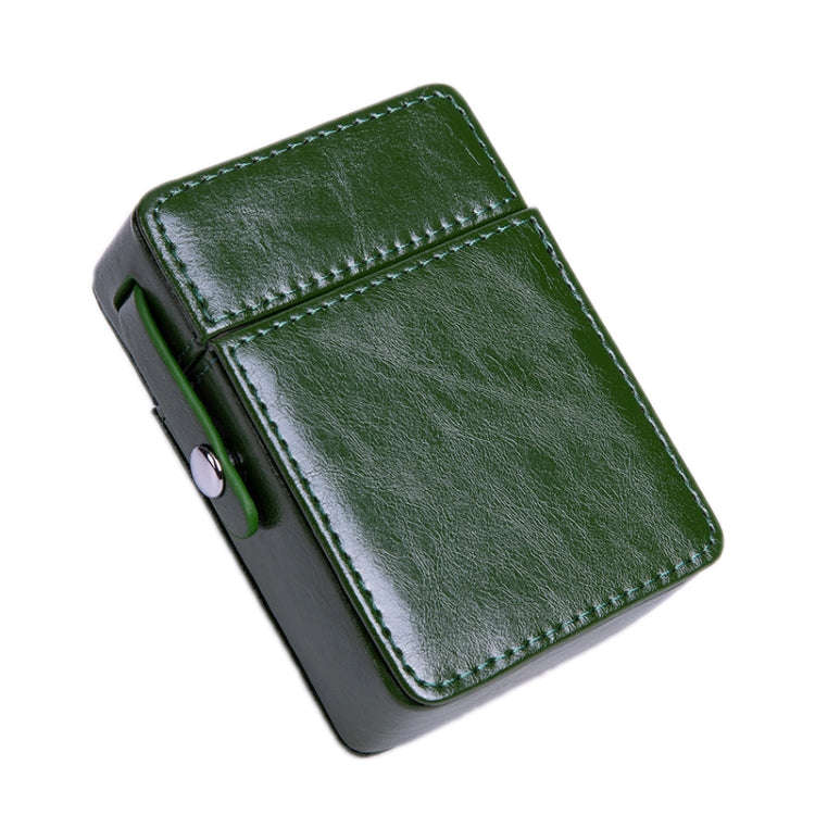 Men PU Leathe Retro Lighter Cigarette Box(Green)