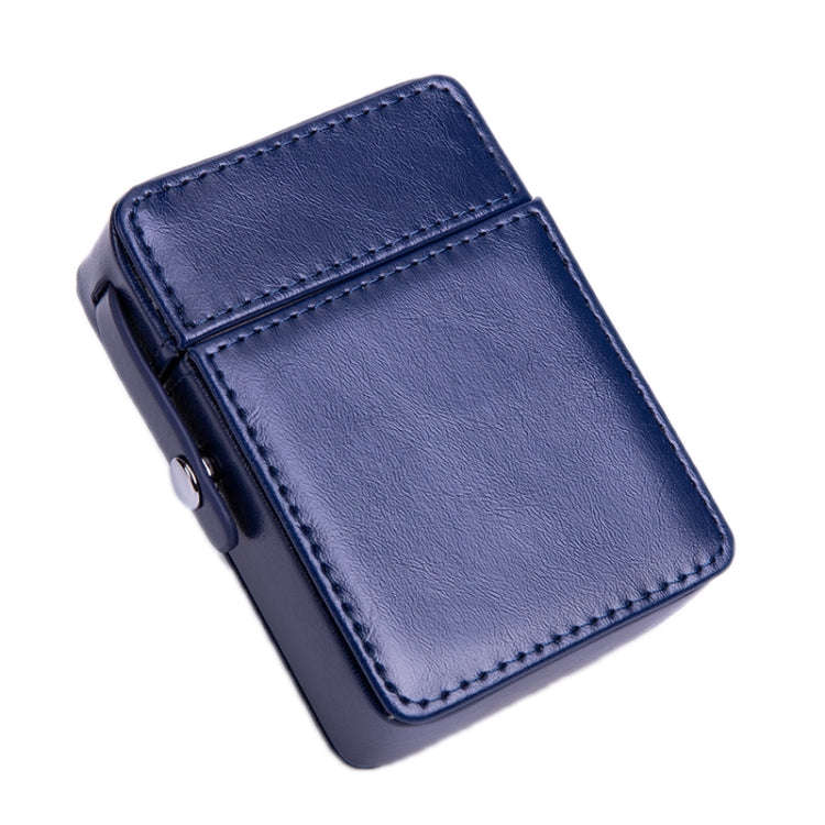 Men PU Leathe Retro Lighter Cigarette Box(Blue)