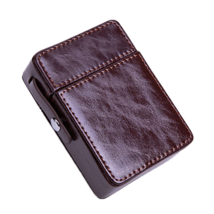 Men PU Leathe Retro Lighter Cigarette Box(Brown)