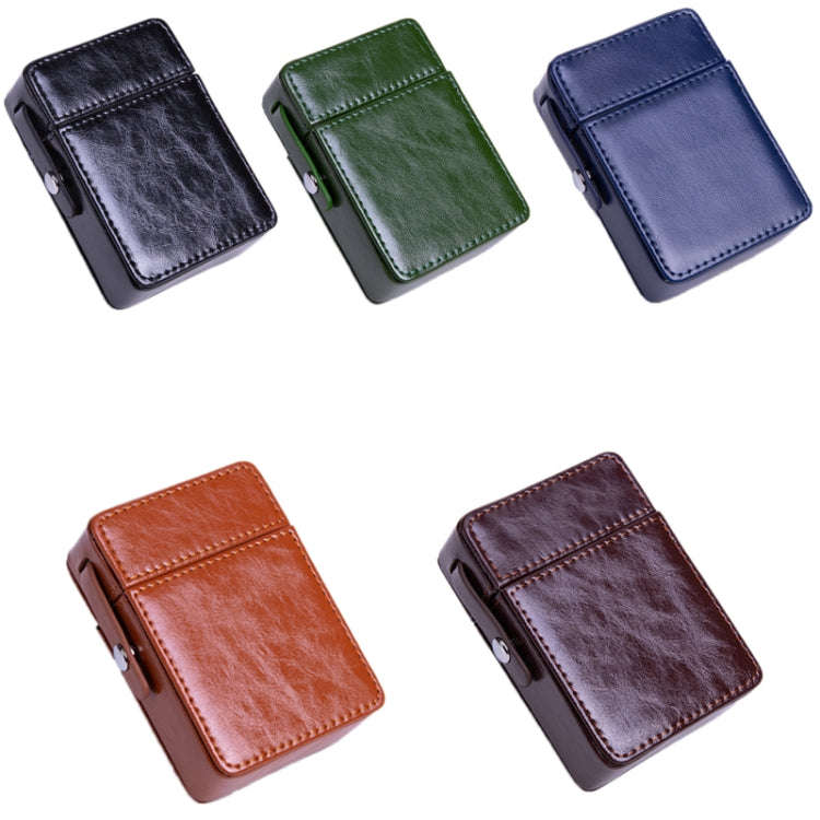 Men PU Leathe Retro Lighter Cigarette Box(Blue)