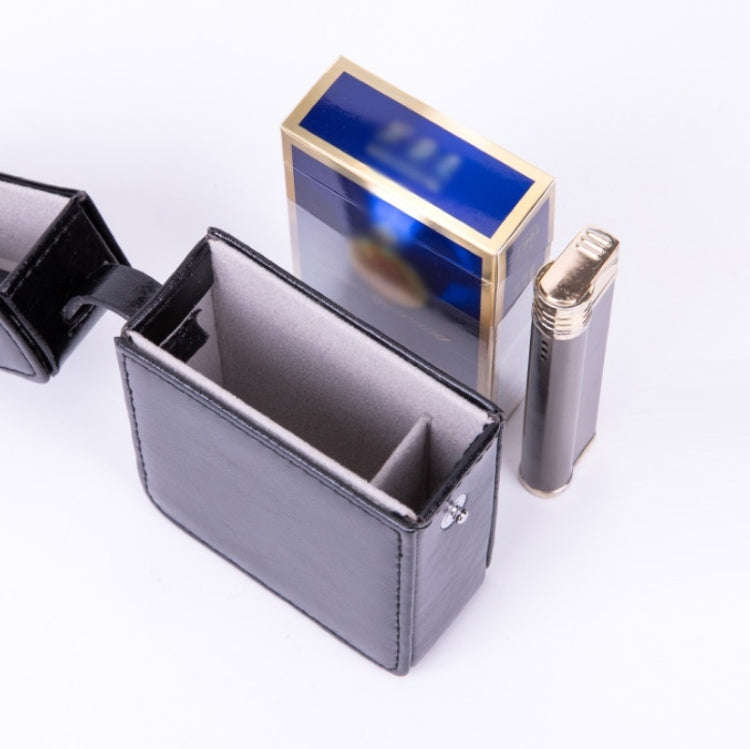 Men PU Leathe Retro Lighter Cigarette Box(Blue)