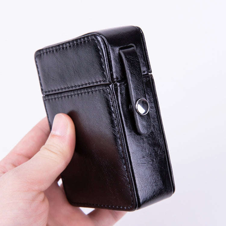 Men PU Leathe Retro Lighter Cigarette Box(Blue)