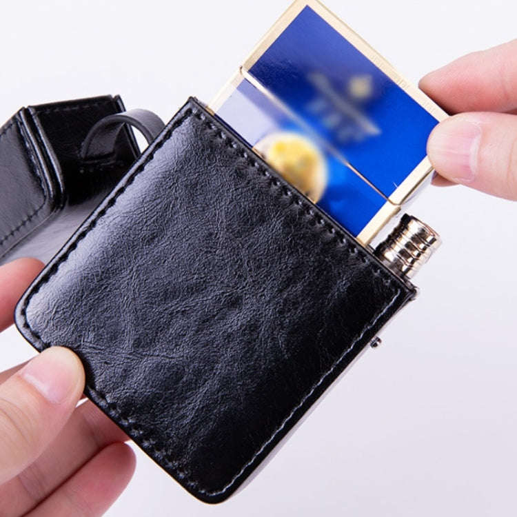 Men PU Leathe Retro Lighter Cigarette Box(Blue)