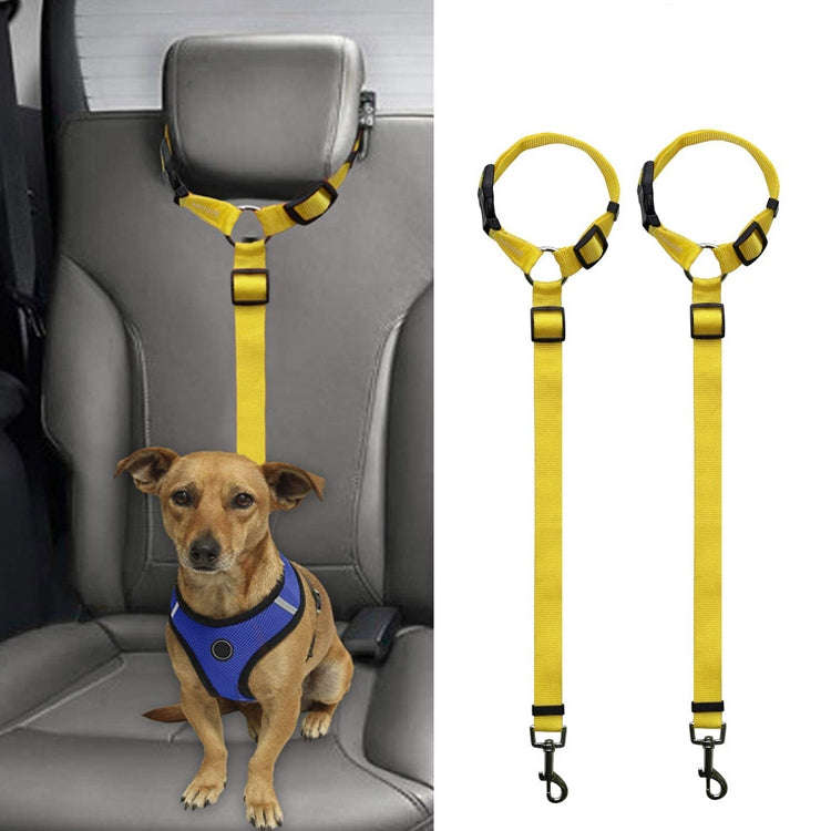 Pet Car Safety Rope Ring Dog Car Seat Belt Rear Seat Traction Rope(Yellow)