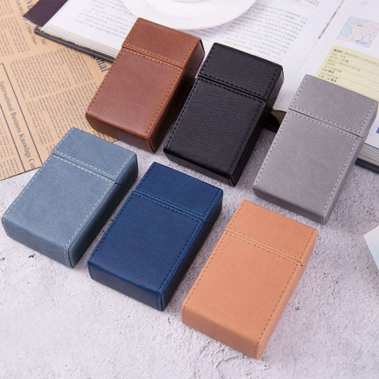 PU Leather Business Portable Cigarette Case(Gray)